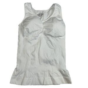 Womens Shapewear Tank Top L White Built In Bra Compression